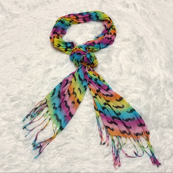 Justice Other - Girls Rainbow Mustache Print Scarf